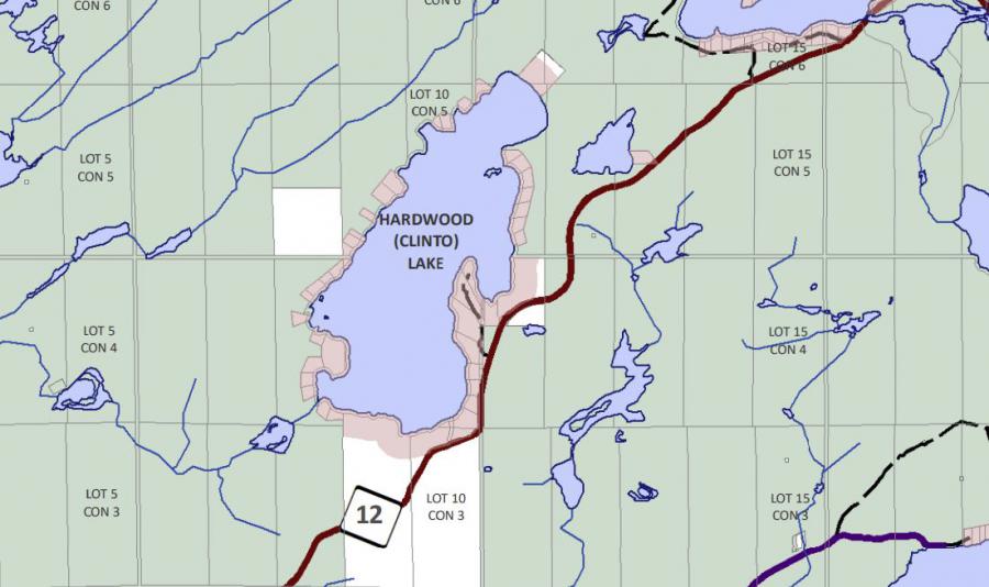 Zoning Map of Clinto Lake in Municipality of Algonquin Highlands and the District of Haliburton
